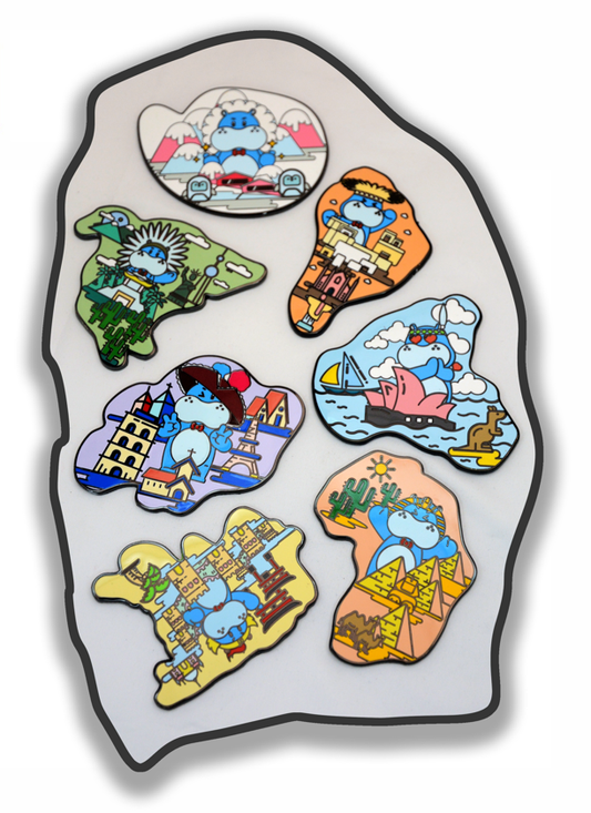 Seven Continents Metal Refrigerator Stickers