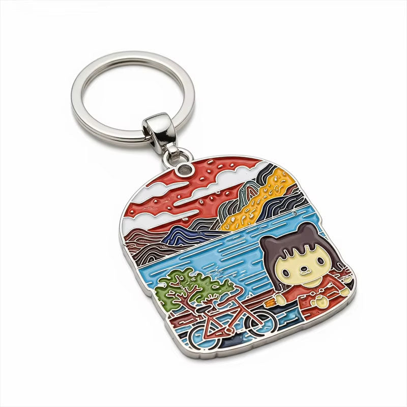 Custom Zinc Alloy Enamel Keychain Science Teacher Cartoon Metal Key Ring Personalized Bag Charm for School Souvenir Promotion