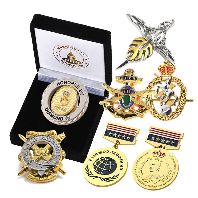 Manufacture Metal Badge Custom 3D Die Cast Soft Enamel Lapel Pin Emblem Corporate Honor Badges Awards Ribbon Medal