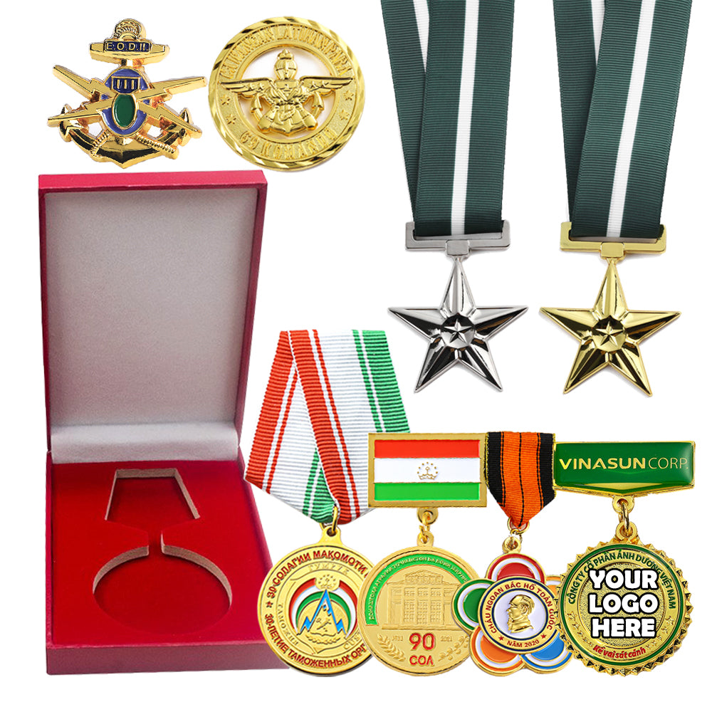 Manufacture Metal Badge Custom 3D Die Cast Soft Enamel Lapel Pin Emblem Corporate Honor Badges Awards Ribbon Medal